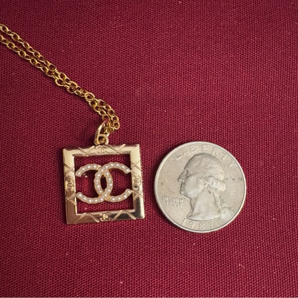 Upcycled and Stamped Necklace with Pearl and Gold Accents - Picture 4 of 4